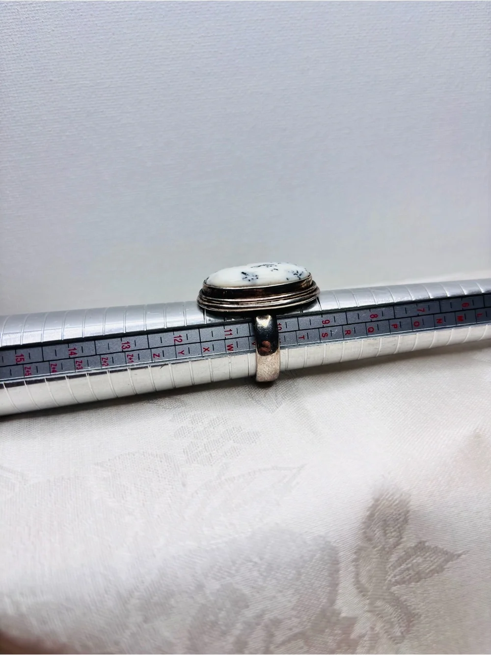 Large Dendritic Opal Ring Vintage Unisex Genuine 925 Sterling Size 10.25